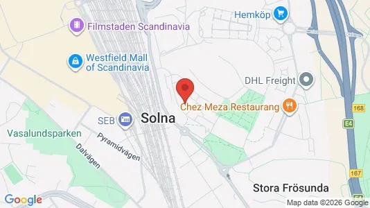 Lägenheter att hyra i Solna - kort over placeringen