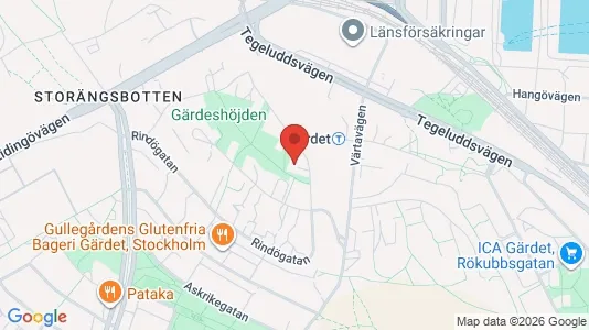 Lägenheter att hyra i Gärdet/Djurgården - kort over placeringen