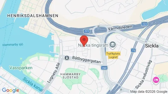 Lägenheter att hyra i Hammarbyhamnen - kort over placeringen