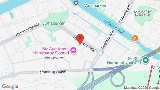 Lägenheter att hyra i Hammarbyhamnen - kort over placeringen
