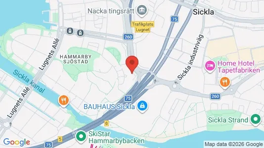 Lägenheter att hyra i Hammarbyhamnen - kort over placeringen