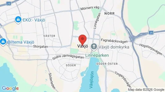 Lägenheter att hyra i Växjö - kort over placeringen